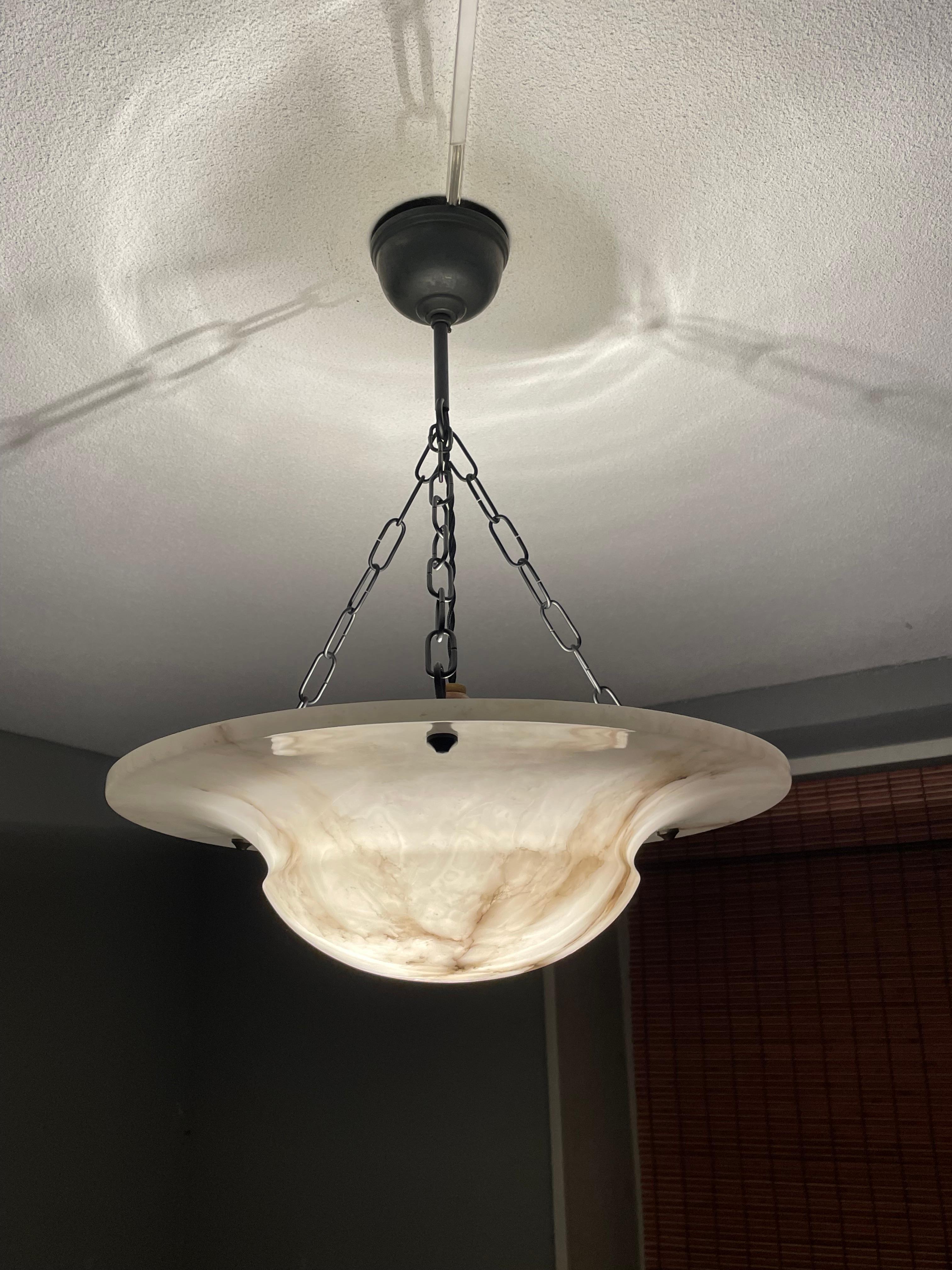 Rare & Striking Design Art Deco Alabaster Pendant / Light Fixture, Early 1900s For Sale 7