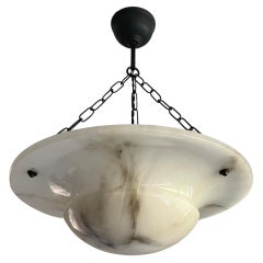 Antique Rare & Striking Design Art Deco Alabaster Pendant / Light Fixture, Early 1900s