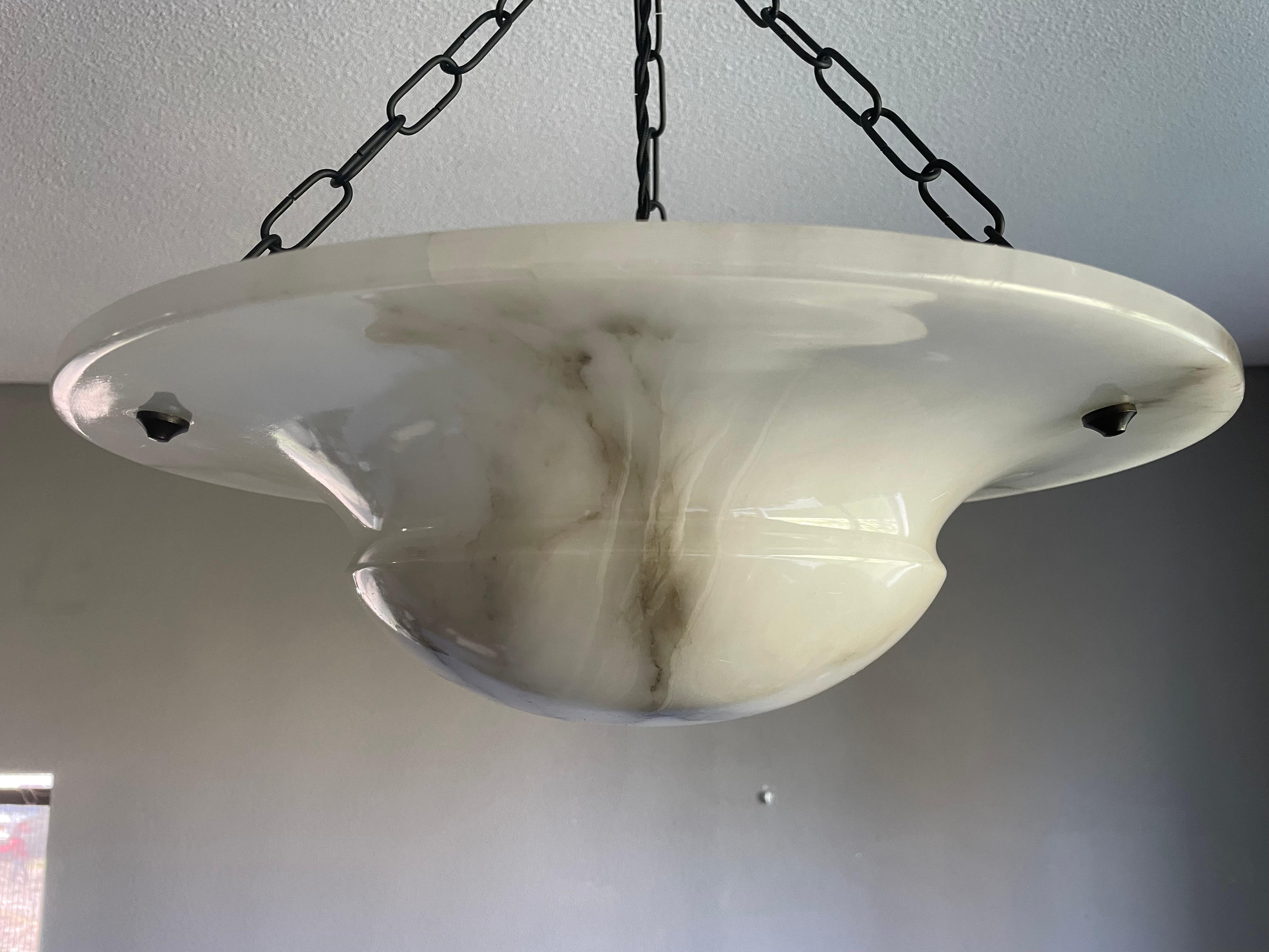 European Rare & Striking Design Art Deco Alabaster Pendant / Light Fixture, Early 1900s For Sale