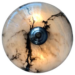 Awesome Art Deco Pendant Light with Stunning Alabaster Stylish Mint Shade, 1920