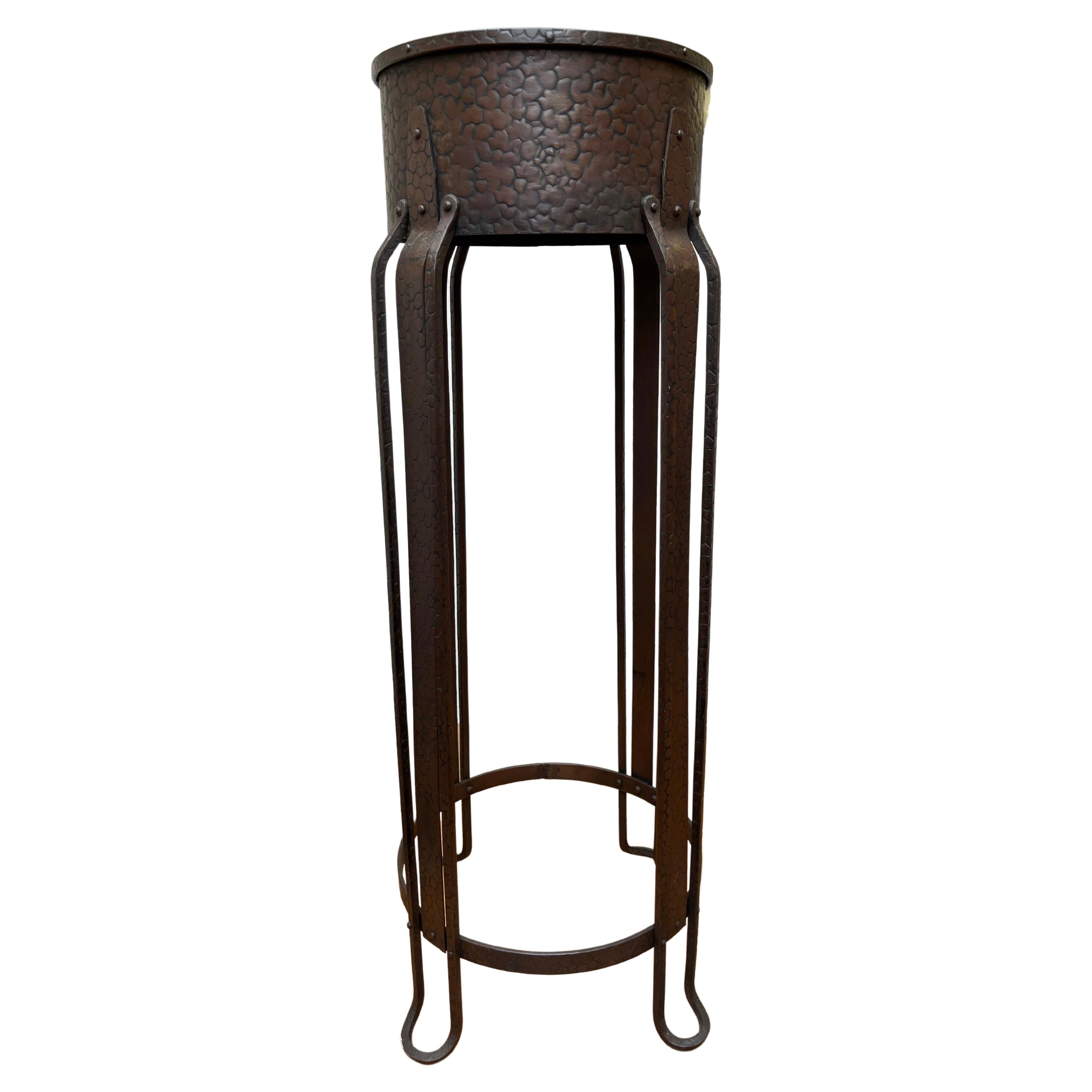 Top Quality and Pure Art Deco Wrought Iron / Brass Top Pedestal or Flower Stand  For Sale