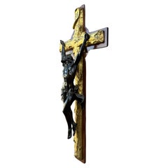 Unique & Powerful Italian Antique Crucifix w. a Stunning Bronze Corpus of Christ