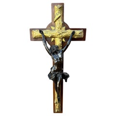Einzigartiges und mächtiges italienisches antikes Kruzifix aus Bronze mit atemberaubender Bronze Corpus of Christ