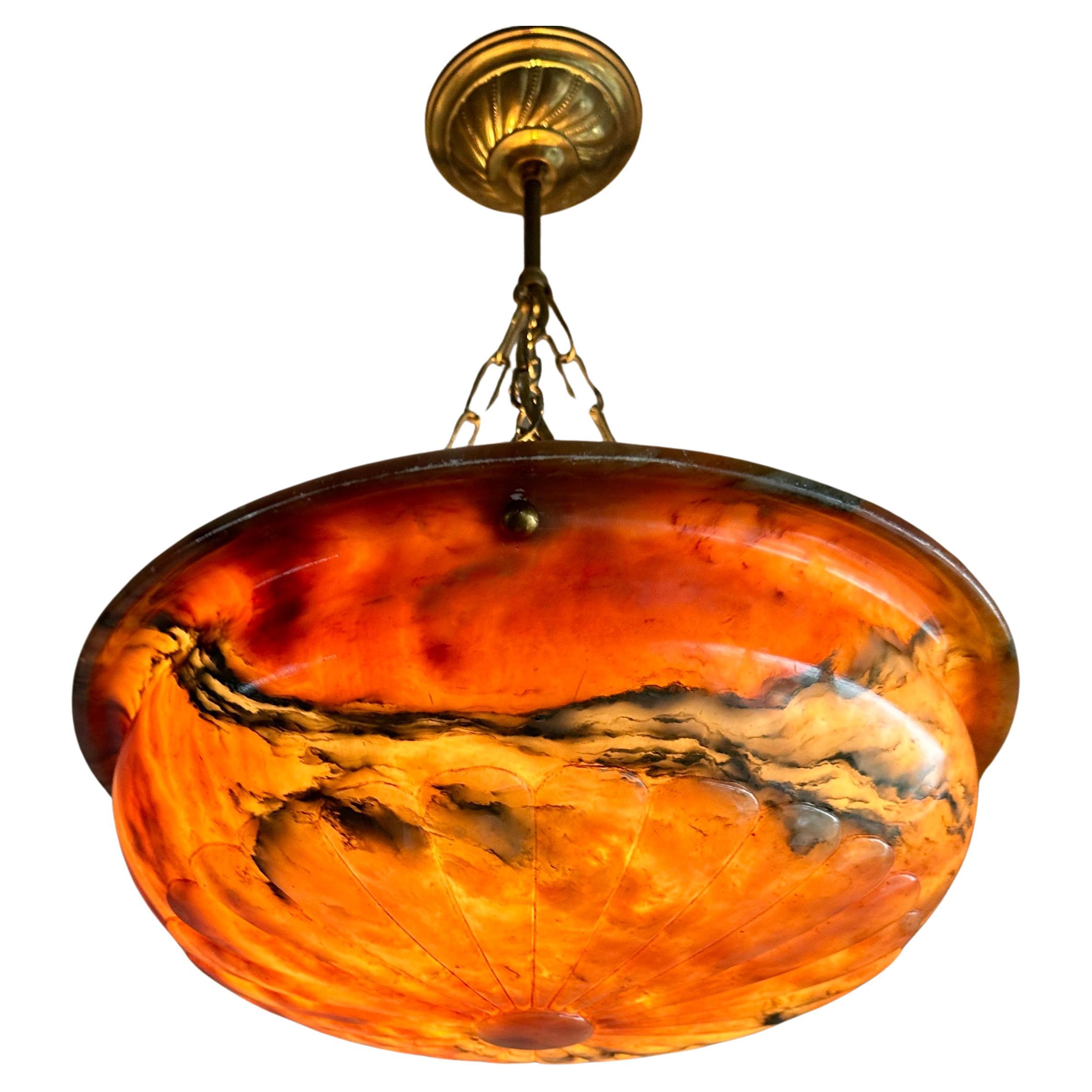 Lámpara de araña / colgante de alabastro antiguo de diseño perfecto en perfecto estado
