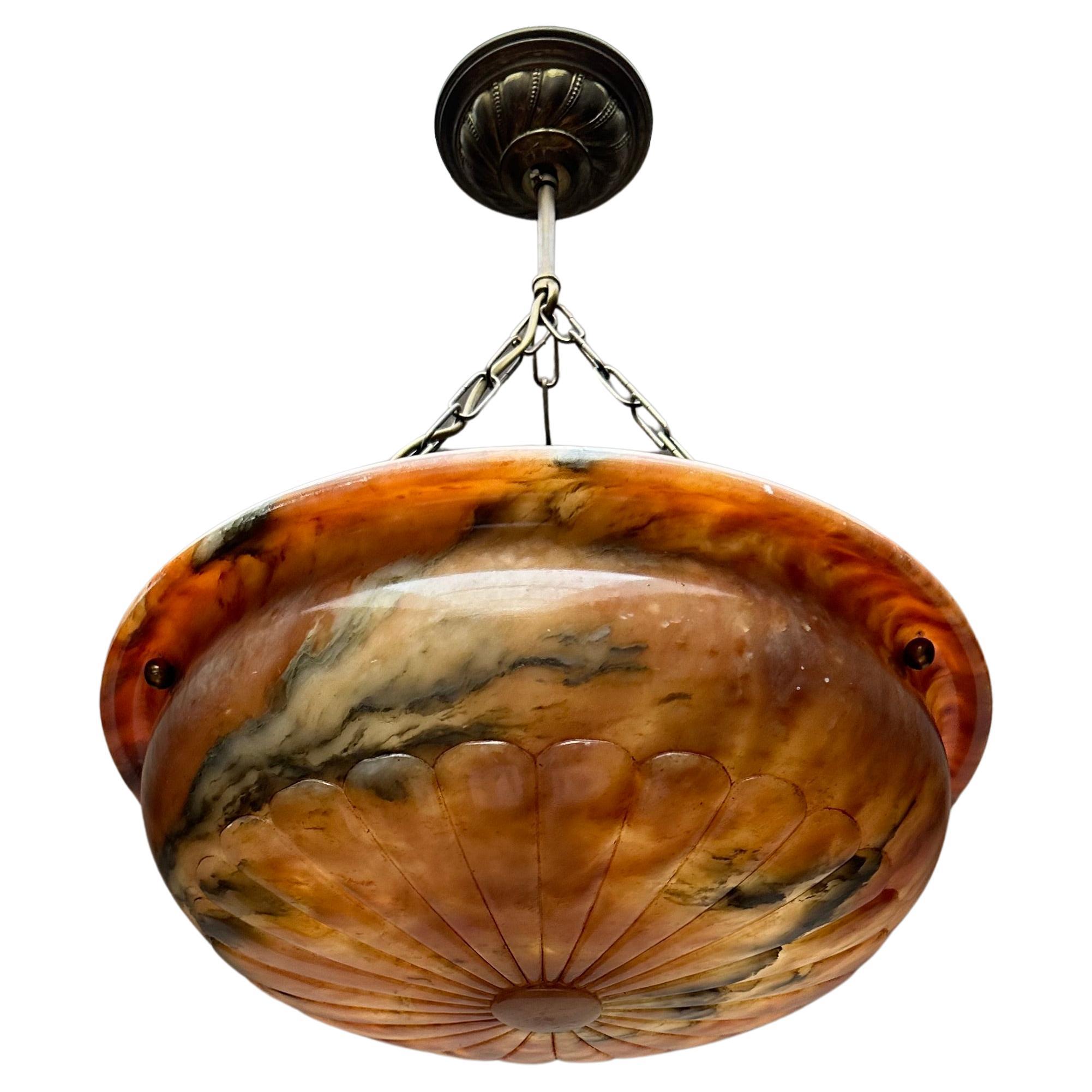 Perfectly Design Antique Alabaster Chandelier / Pendant Light in Mint Condition