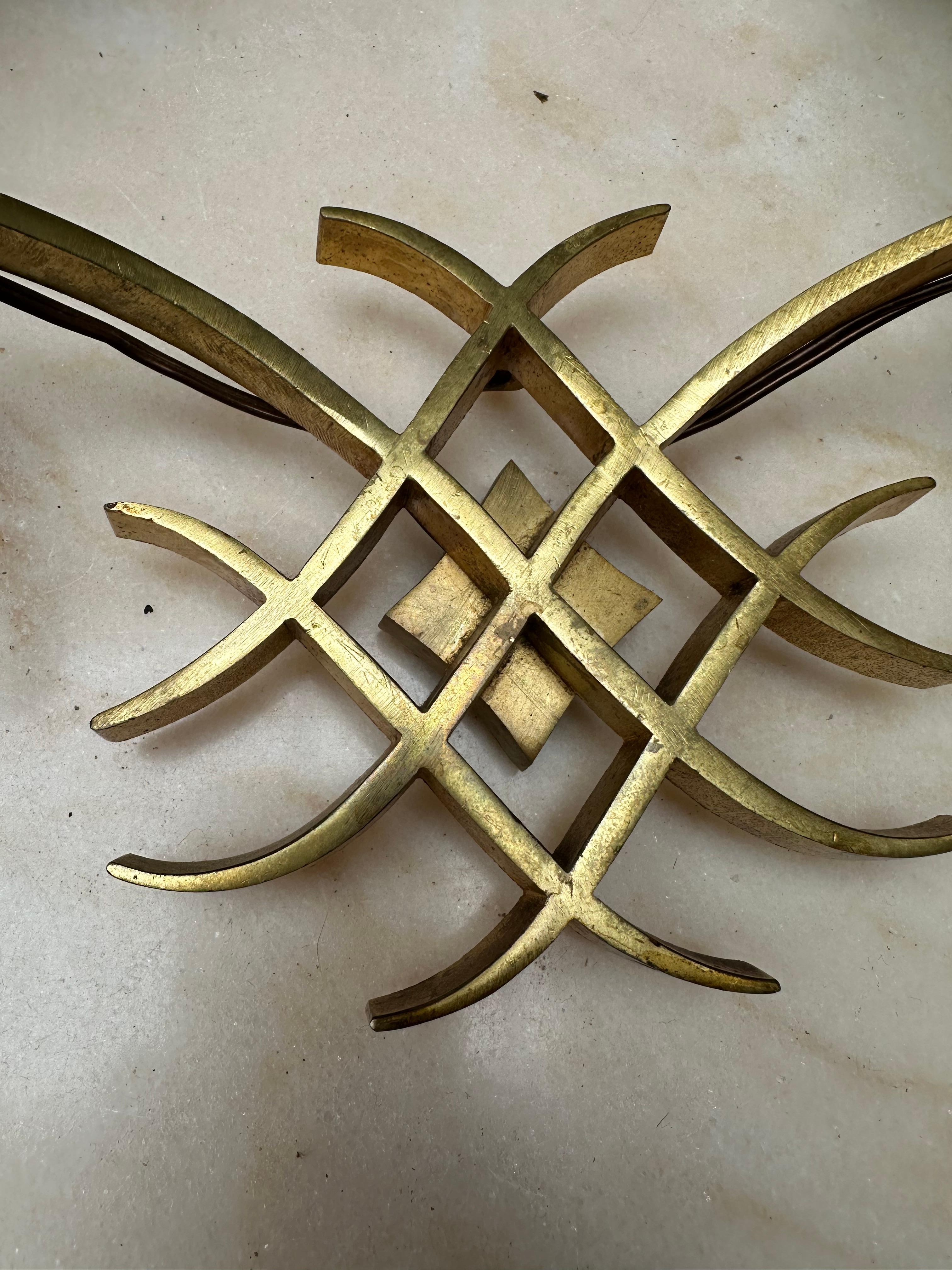 Pair of French Art Deco Bronze Wall Sconces Attributed to Jules Leleu For Sale 4