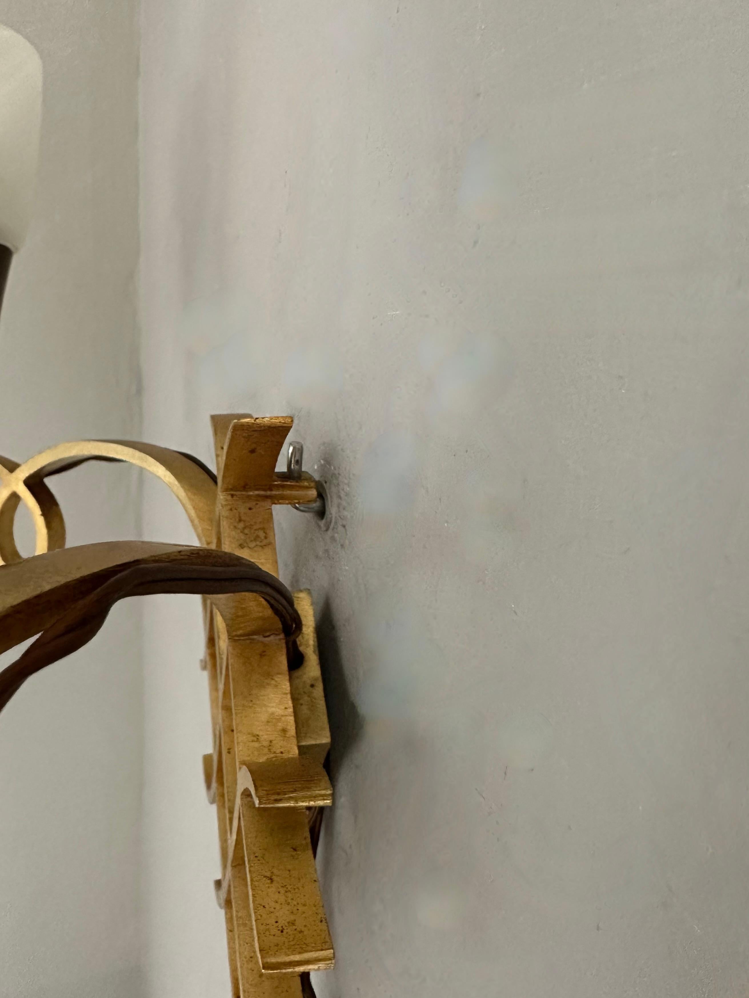Pair of French Art Deco Bronze Wall Sconces Attributed to Jules Leleu For Sale 11
