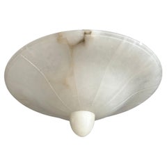 Paar Midcentury Modern Art Deco Style Alabaster Flush Mounts / Pendelleuchte