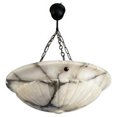 Large 
Great Design Antique White 
Black Alabaster Pendant / Chandelier 1910