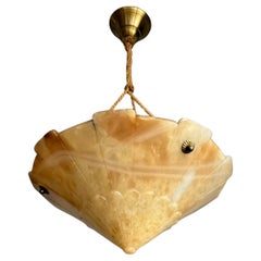 Great Design & Colors Antique Art Deco Alabaster Flush Mount / Pendant Light