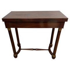 Rare French Empire Wooden and Brass Folding Console or Card Table, circa 1820