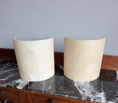 Great Pair of Art Deco Style Alabaster Up & Down Light Wall Sconces / Fixtures