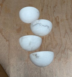 Set of 4 Refined Mid-Century Alabaster Wall Sconces with Natural Veining