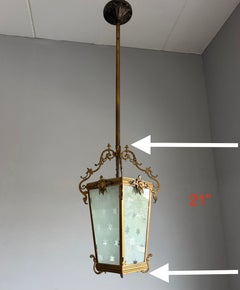 Antique Renaissance Revival Gilt Bronze Lantern with Star-Cut Glass, 1880s