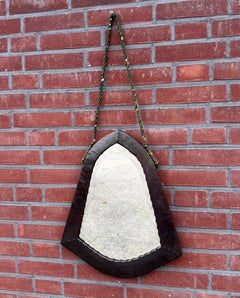 Dutch Amsterdam School Hammered Copper Shield Mirror with Rope, circa 1920