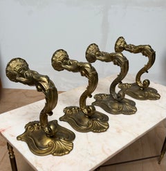 Rare Set of Four French Beaux-Arts Bronze Atlas Alabaster Wall Sconces, c.1920