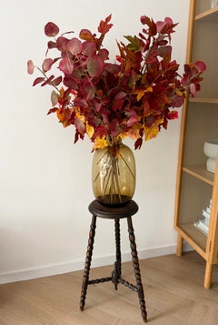Antique Oak Plant Stand with Decorative Turned Legs, circa 1930