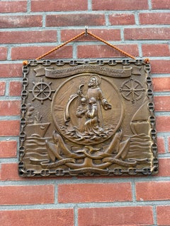 talian Bronze Maritime Wall Plaque of Saint Francis of Paola, circa 1950