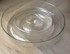 Large Clear Murano Glass Centerpiece Bowl with Sculptural Concentric Form