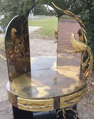 Rare Isabelle Masson Faure Vanity Dressing table with Peacock Lighting Sculpture