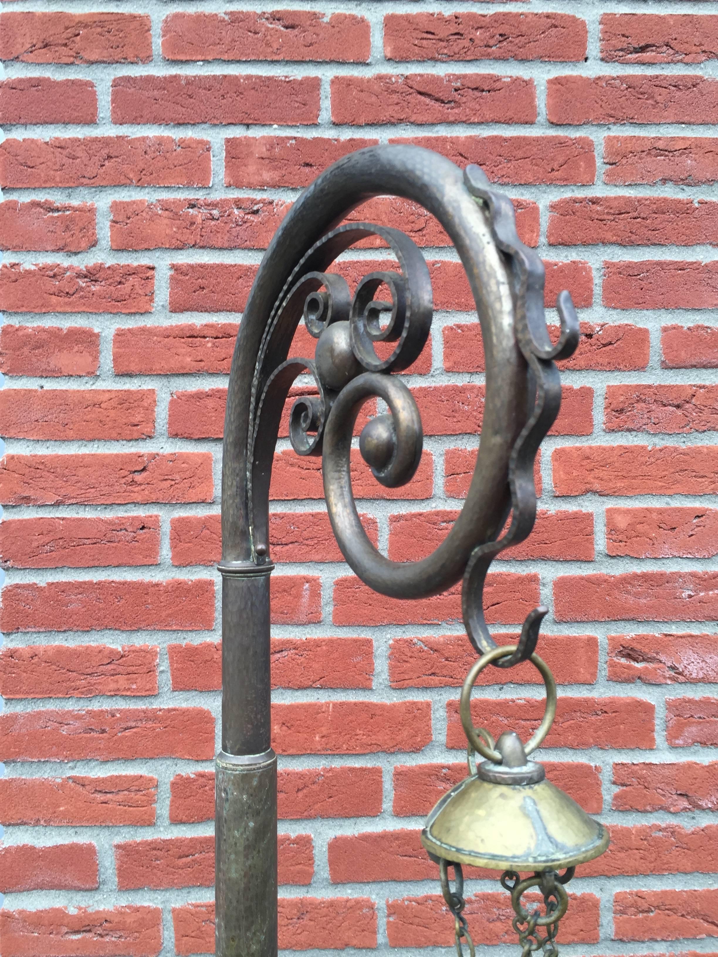 Dutch Arts and Crafts 1900s Brass Floor Stand Incense Burner Religious, Gothic Art
