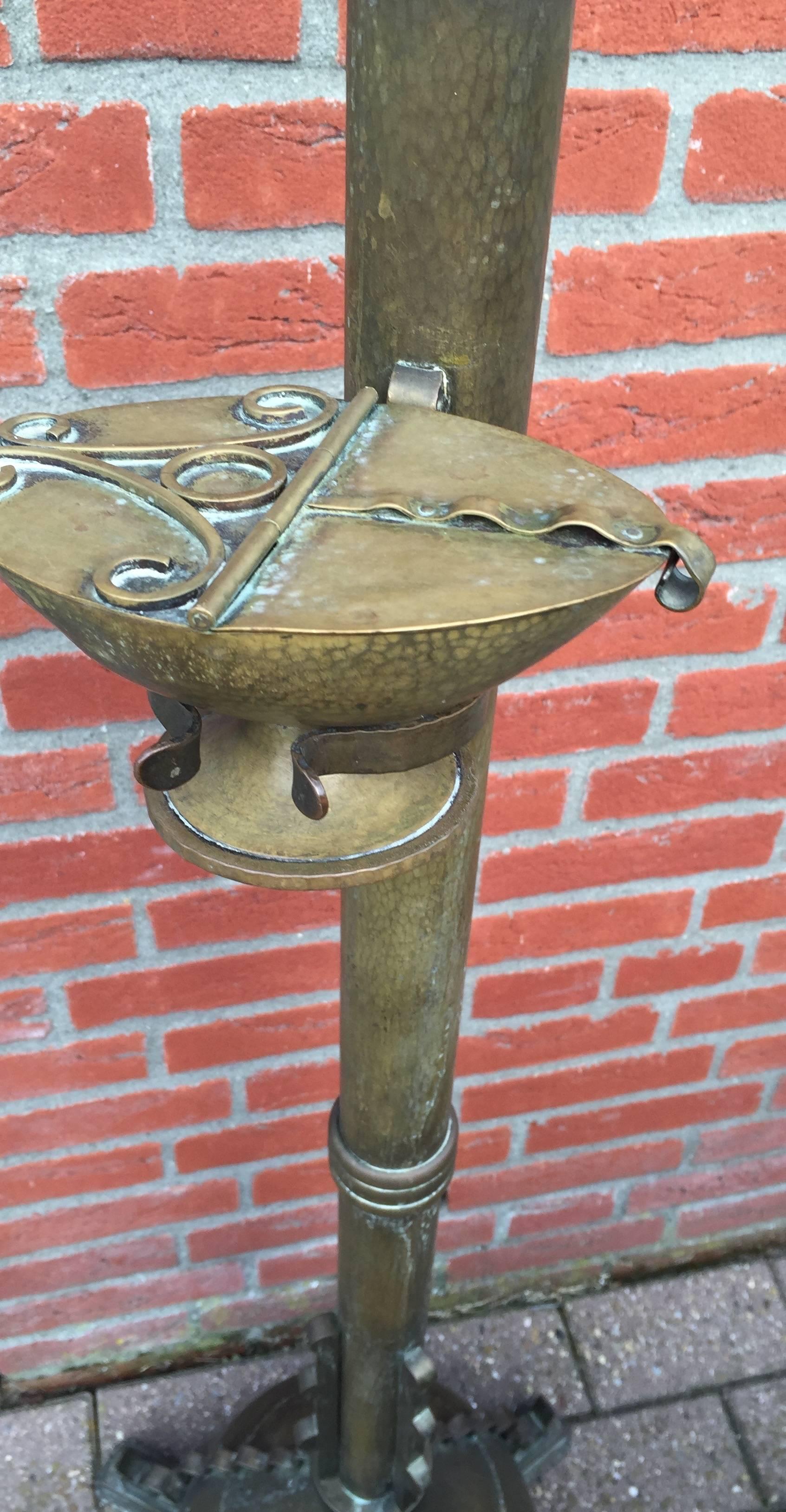 Copper Arts and Crafts 1900s Brass Floor Stand Incense Burner Religious, Gothic Art