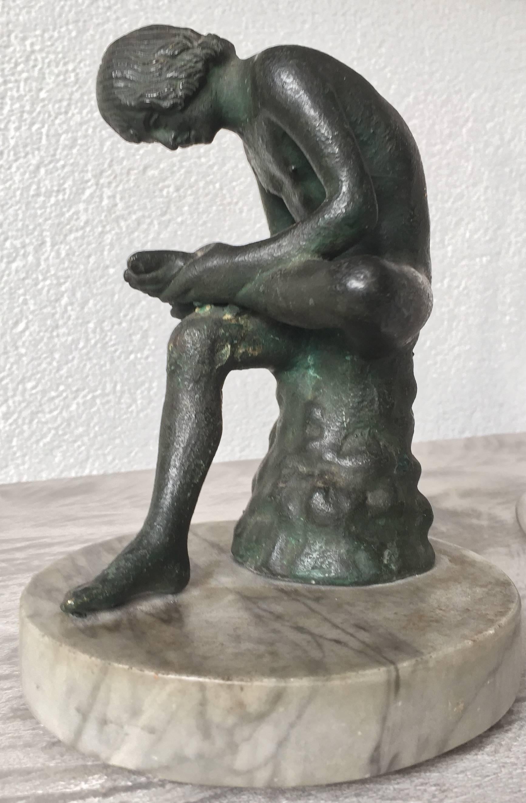 Grand Tour 19th Century Marble & Bronze 'Spinario' Boy Pulling a Thorn from His Foot Statue