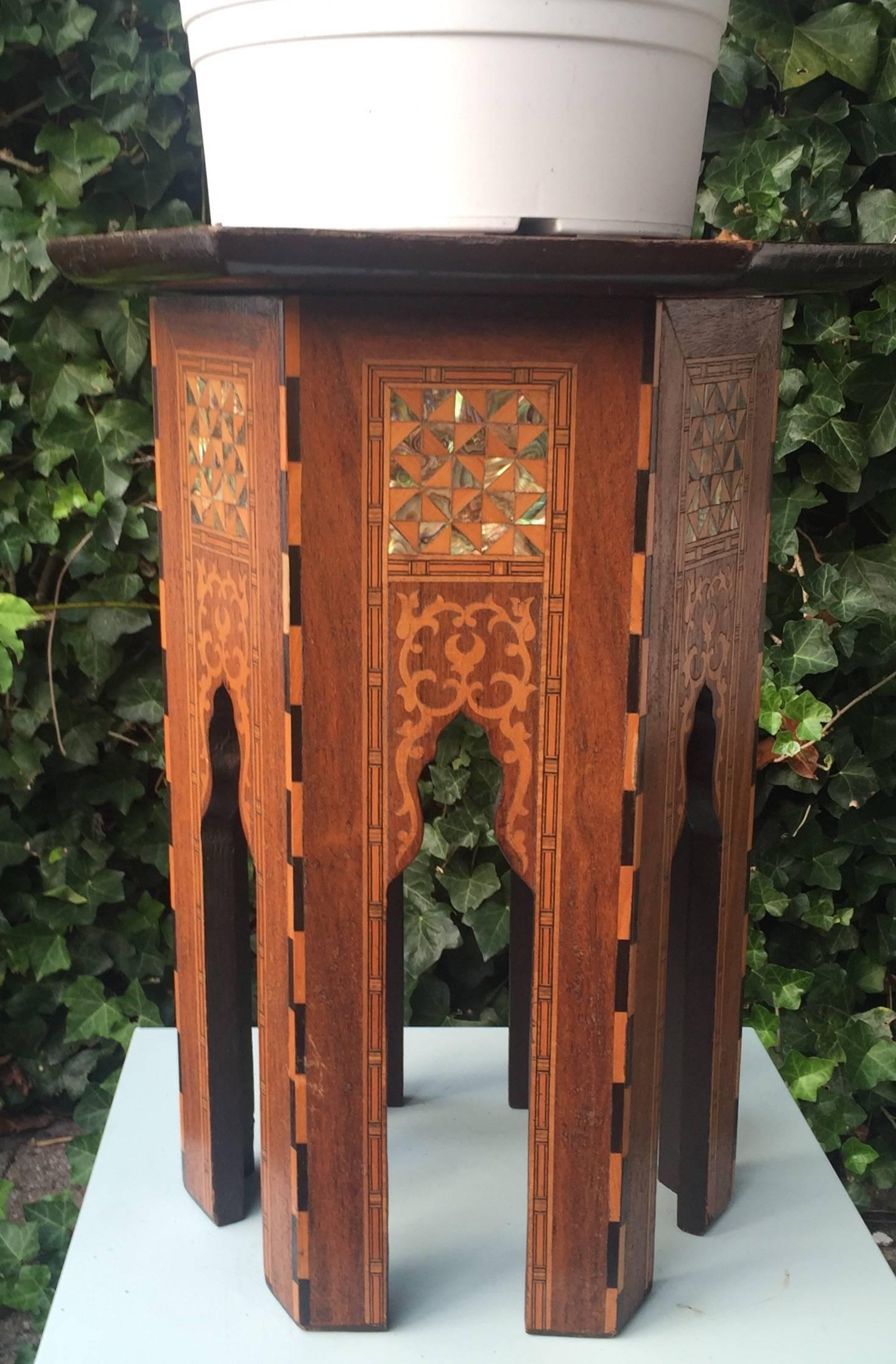 Early 1900s Inlaid Moorish Coffee Table or Stand in the Style of Liberty and Co In Excellent Condition For Sale In Lisse, NL