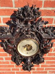Oversized and Top Quality Carved 19th Century French Hunting Barometer & Angels
