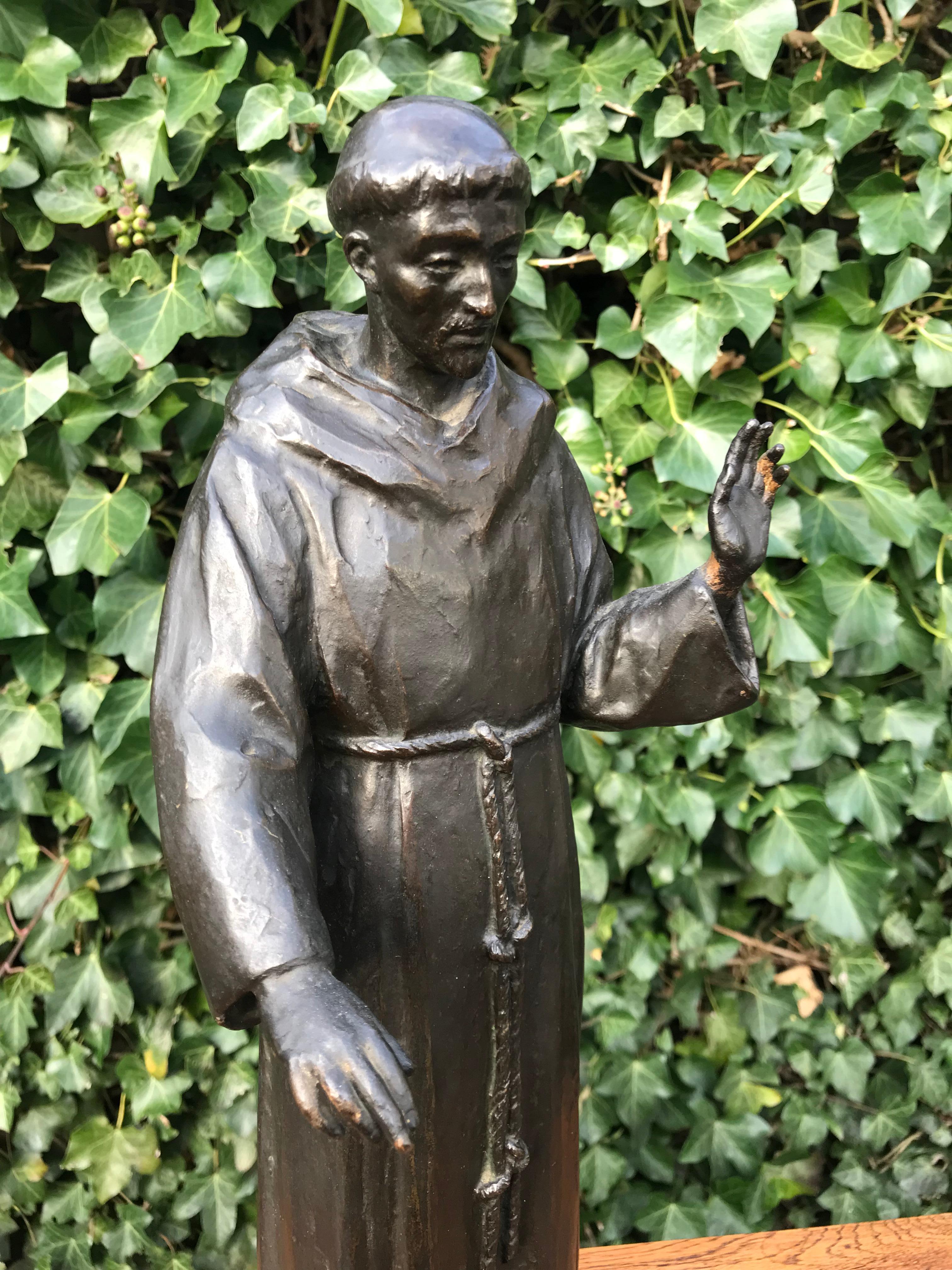 Rare Bronze Saint Saint Francois d' Assise by France Artis Lucienne Heuvelmans 8
