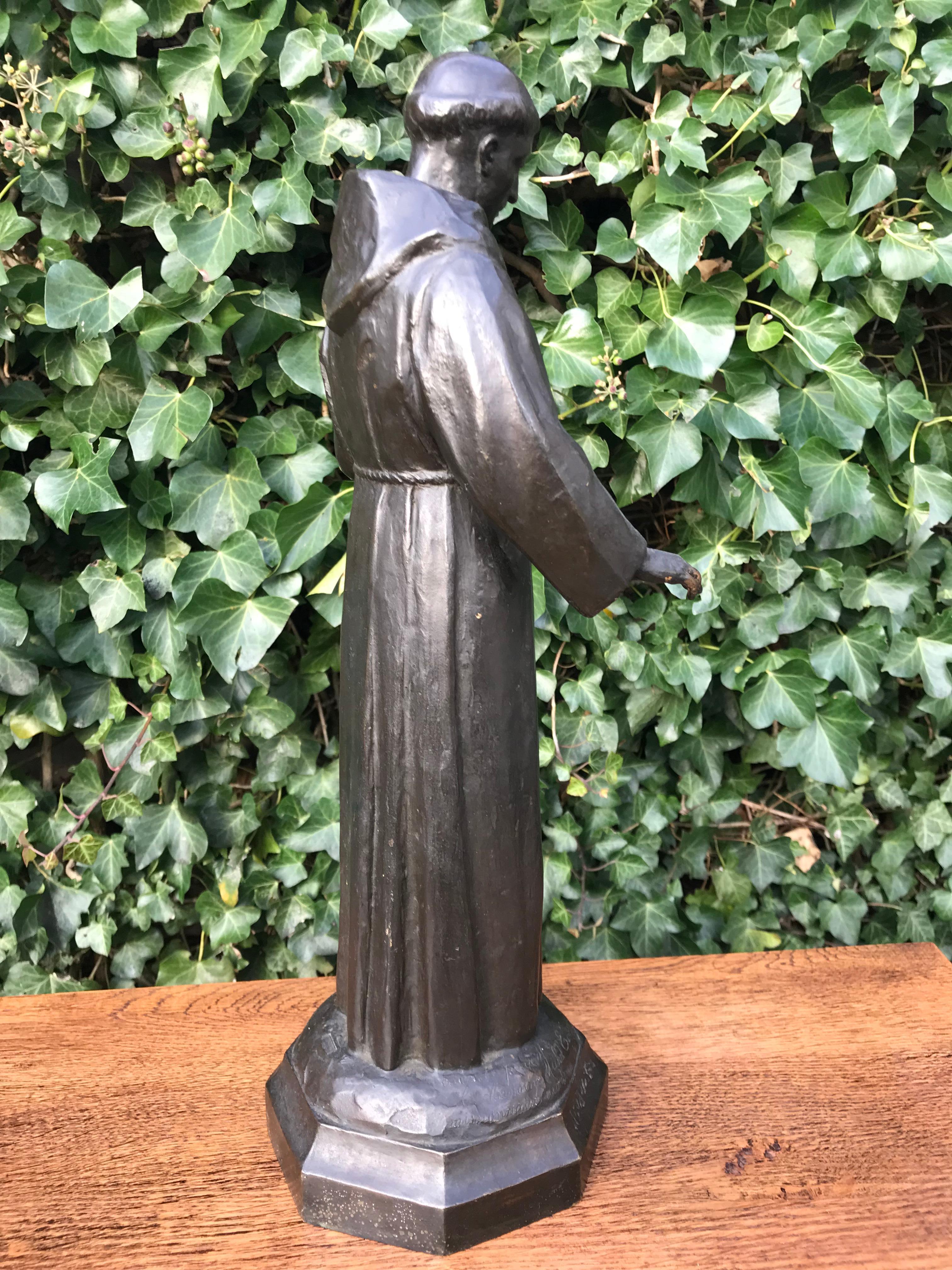 Rare Bronze Saint Saint Francois d' Assise by France Artis Lucienne Heuvelmans In Good Condition In Lisse, NL