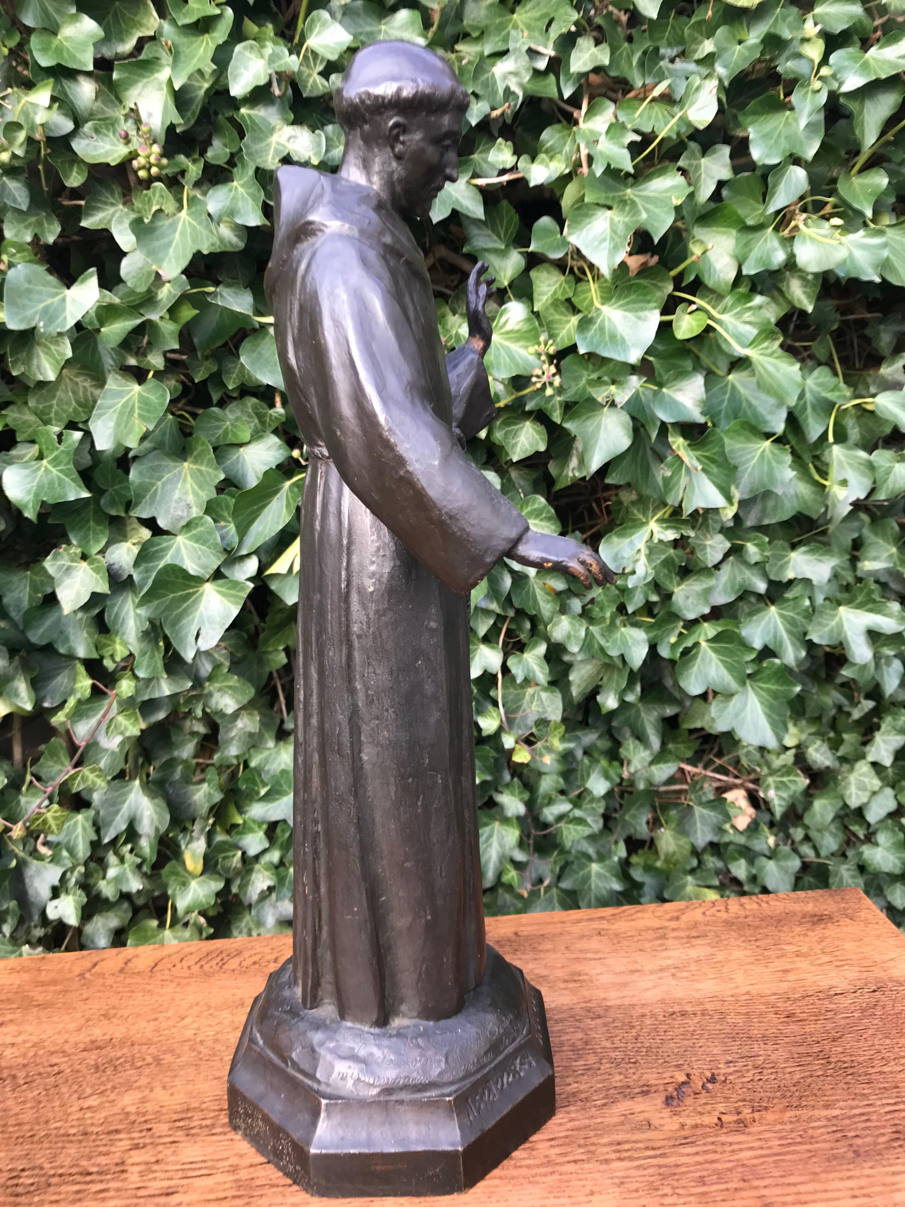20th Century Rare Bronze Saint Saint Francois d' Assise by France Artis Lucienne Heuvelmans
