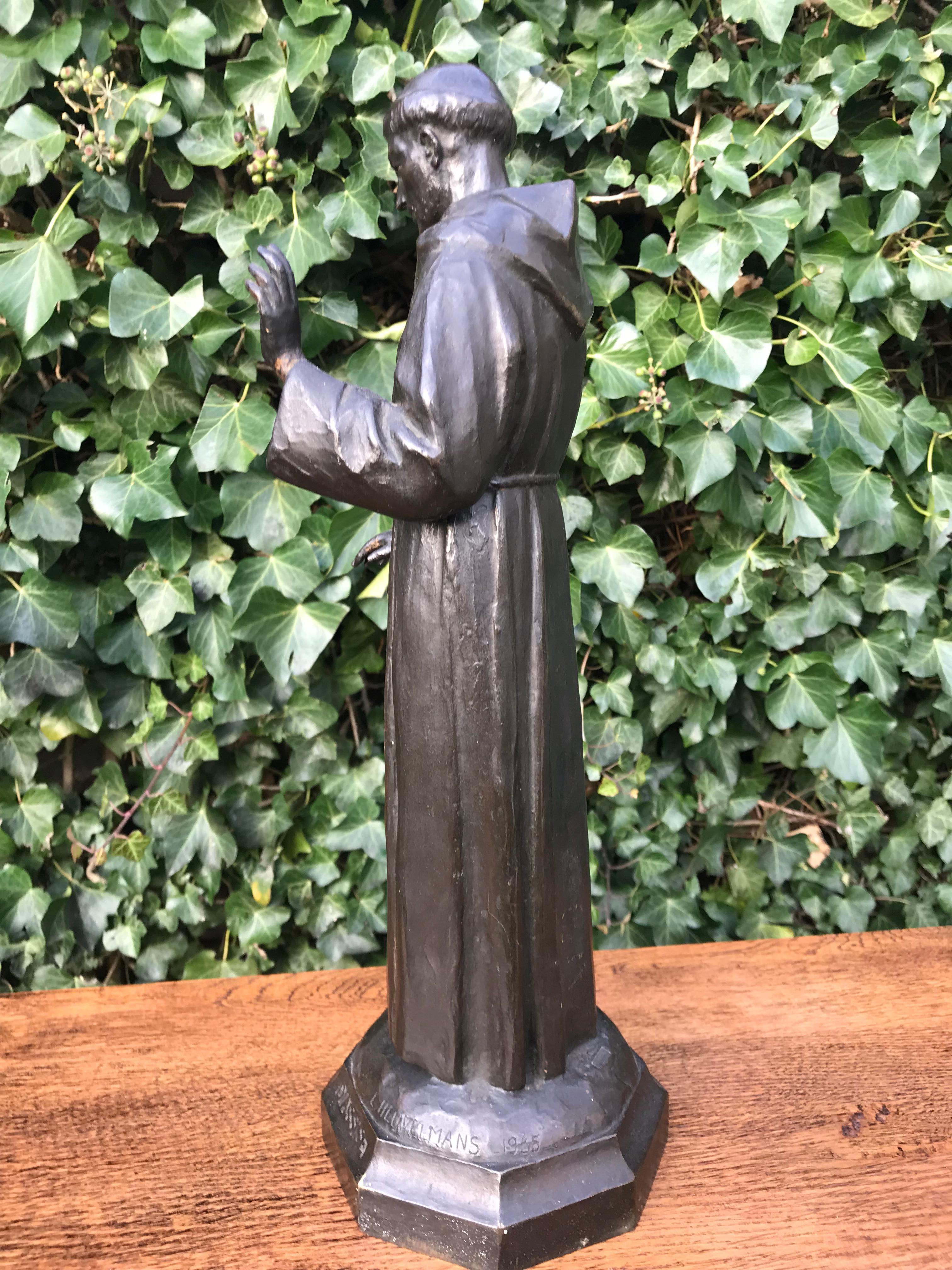 Rare Bronze Saint Saint Francois d' Assise by France Artis Lucienne Heuvelmans 9