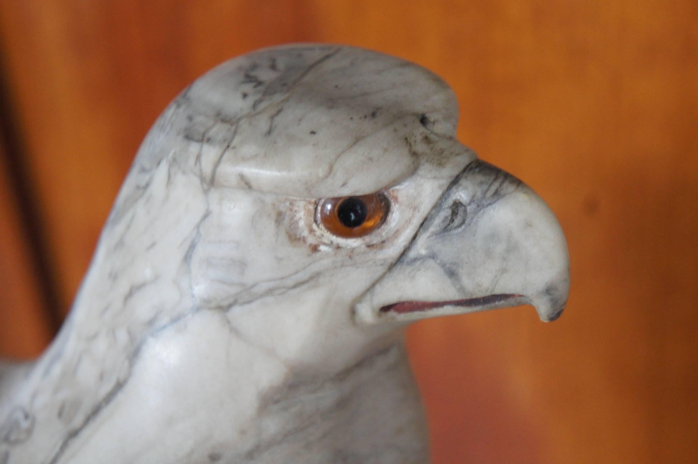 19th Century Antique Marble Eagle / Bald Eagle Sculpture w. Signature Rare & Impressive Art