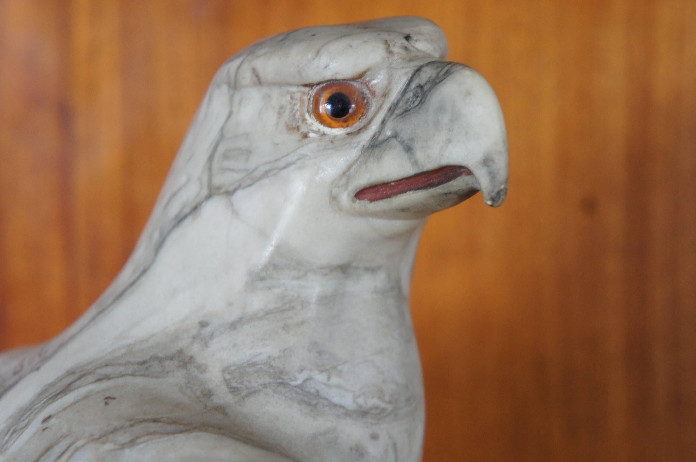 Antique Marble Eagle / Bald Eagle Sculpture w. Signature Rare & Impressive Art 5
