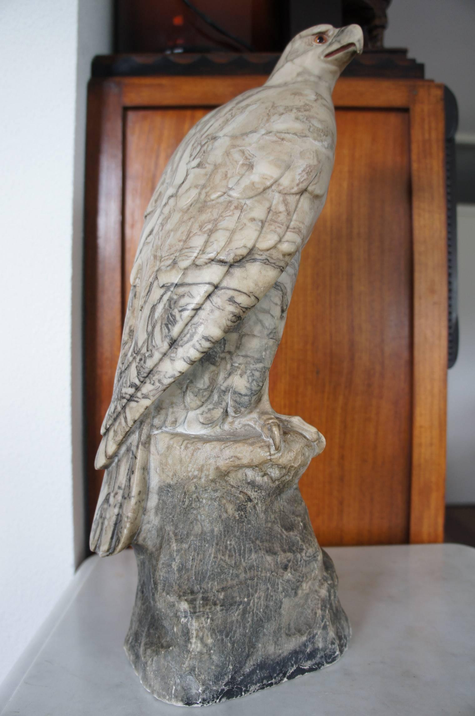 Antique Marble Eagle / Bald Eagle Sculpture w. Signature Rare & Impressive Art 6