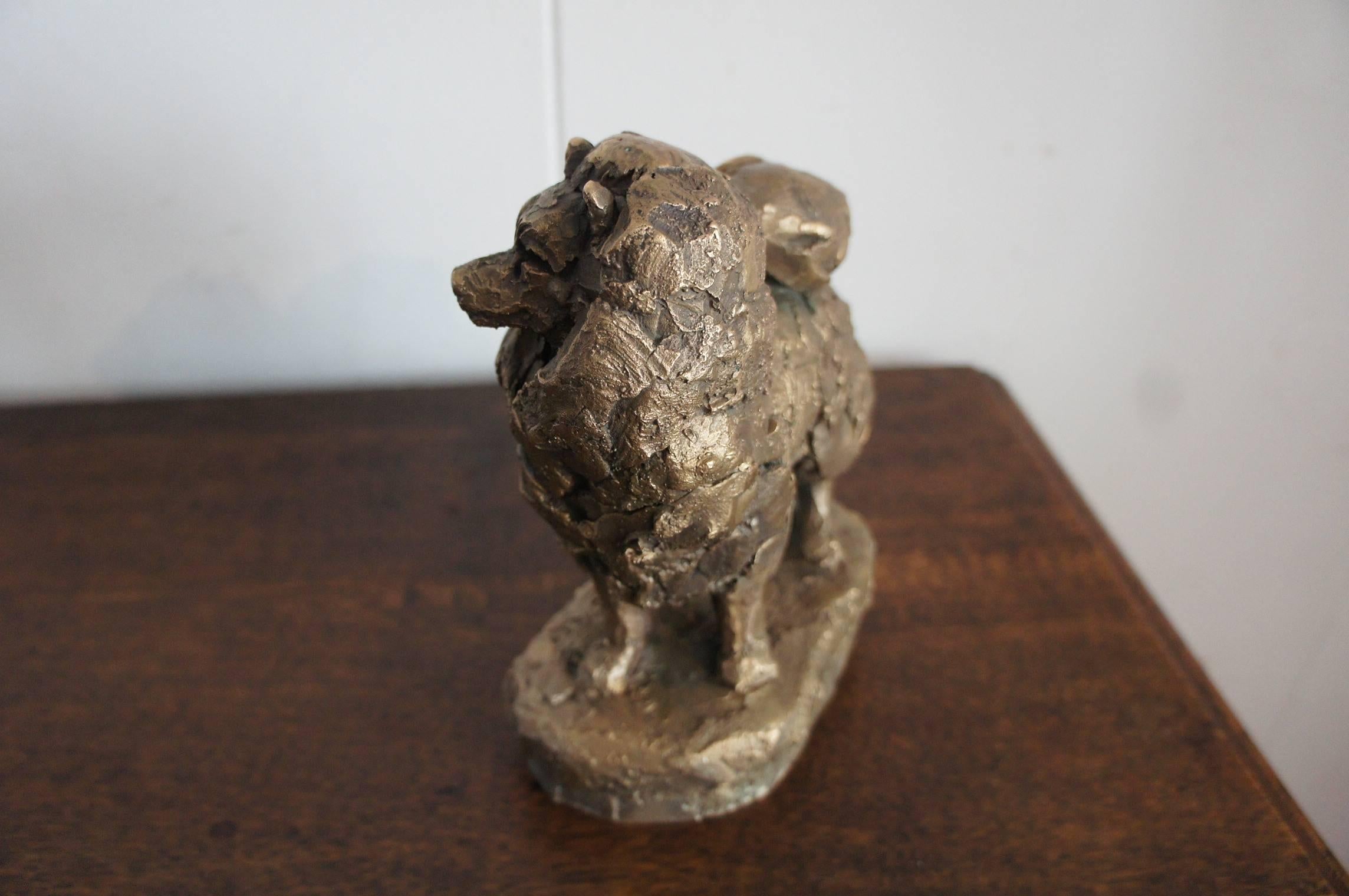 Good Quality 20th Century Bronze Spitz Dog Sculpture with Founders Mark 2
