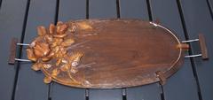 Unique Art Deco Display or Serving Tray with Carved Roses, Flowers and Leaves