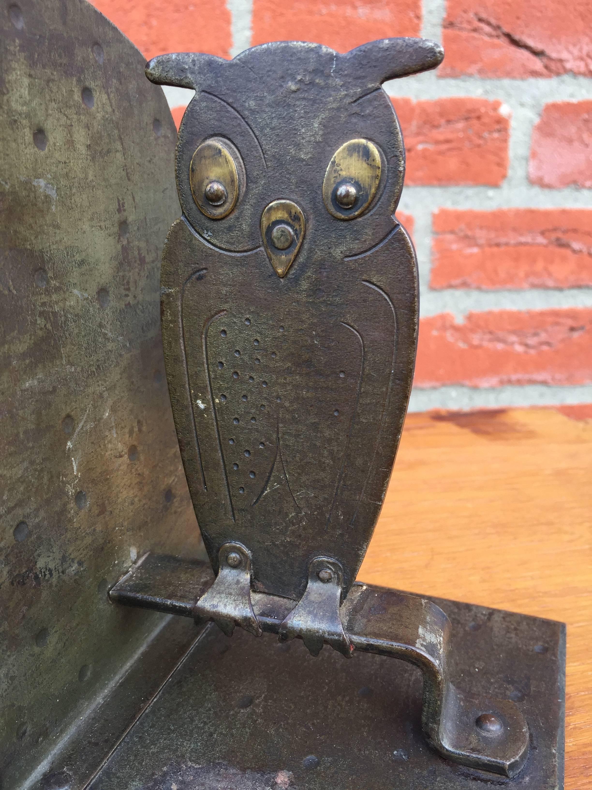 Vintage Pair of Hammered Metal Owl Bookends by Goberg, Hugo Berger, Germany 2