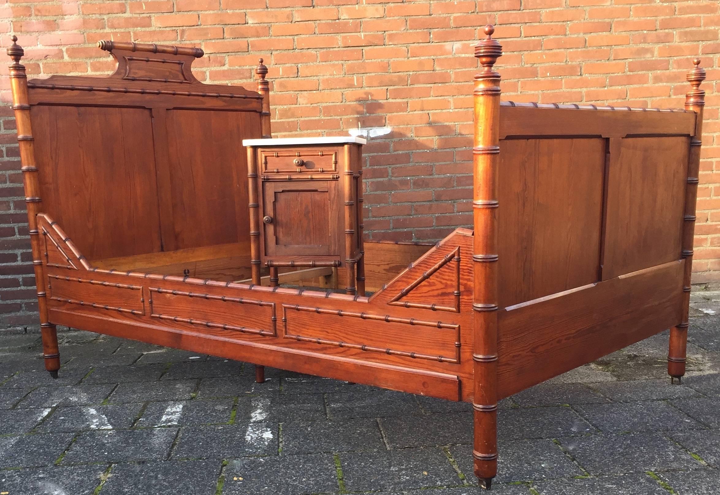 Handmade French country bed with matching night stand made from pine and beechwood. 

If you like this bedroom set, as much as we do then you will love our price. Especially, since perfect packing (in a custom made crate) and worldwide delivery from