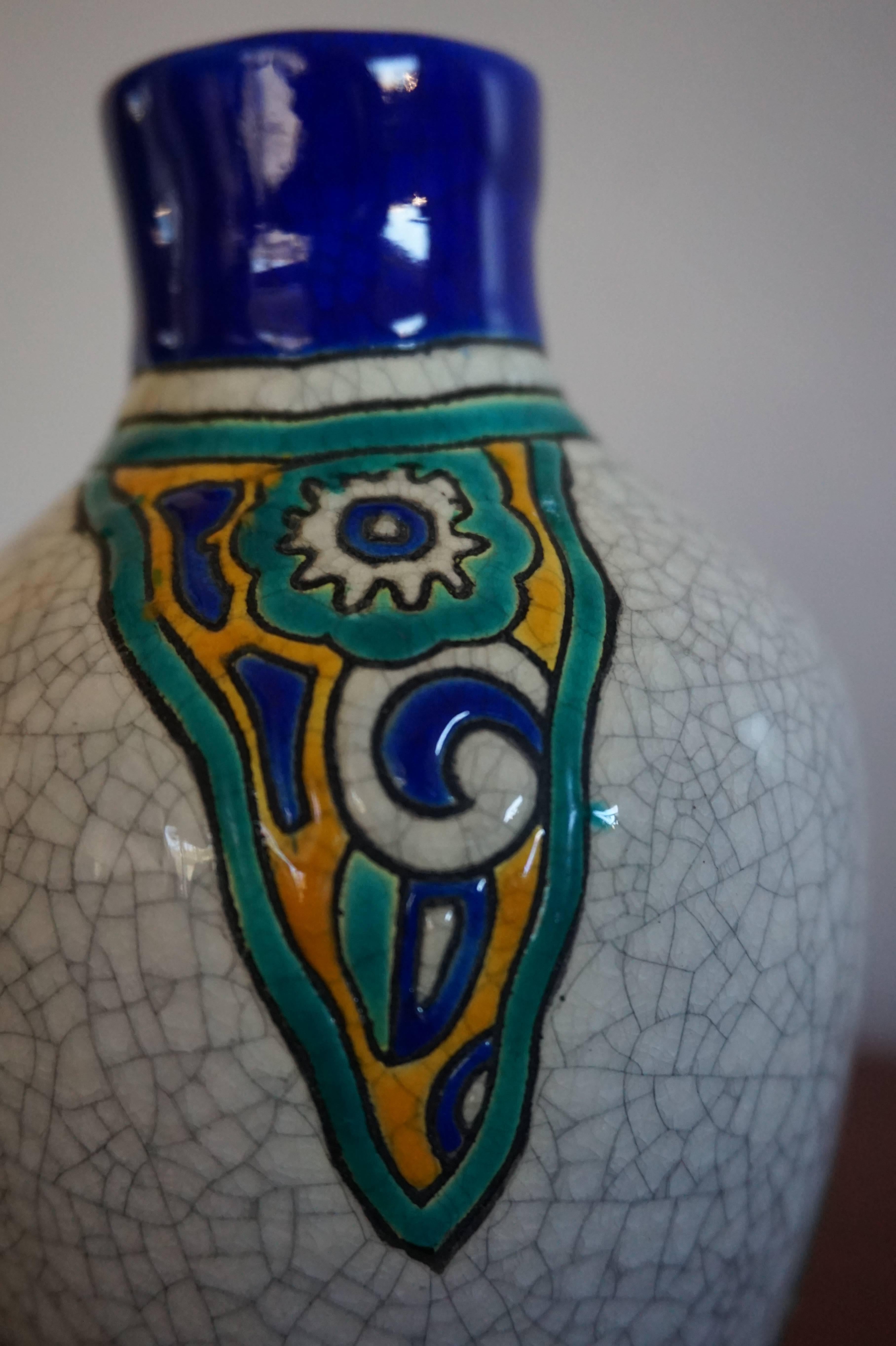 Charles Catteau Keramis Art Deco Glazed Vase Pottery Earthenware Floral Motif 2