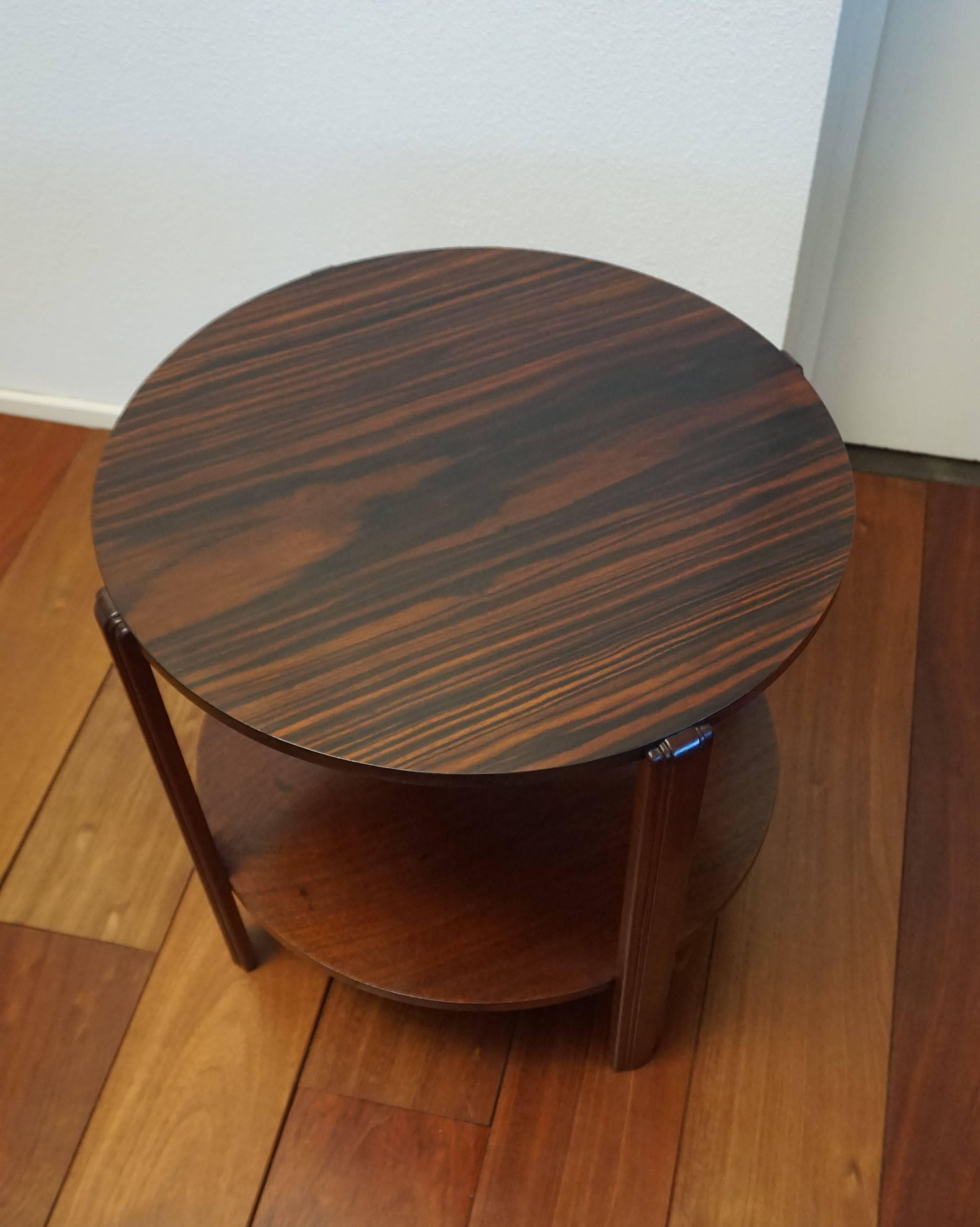 Hand-Crafted Antique Art Deco Walnut and Coromandel Two-Tier Coffee Table / End Table For Sale