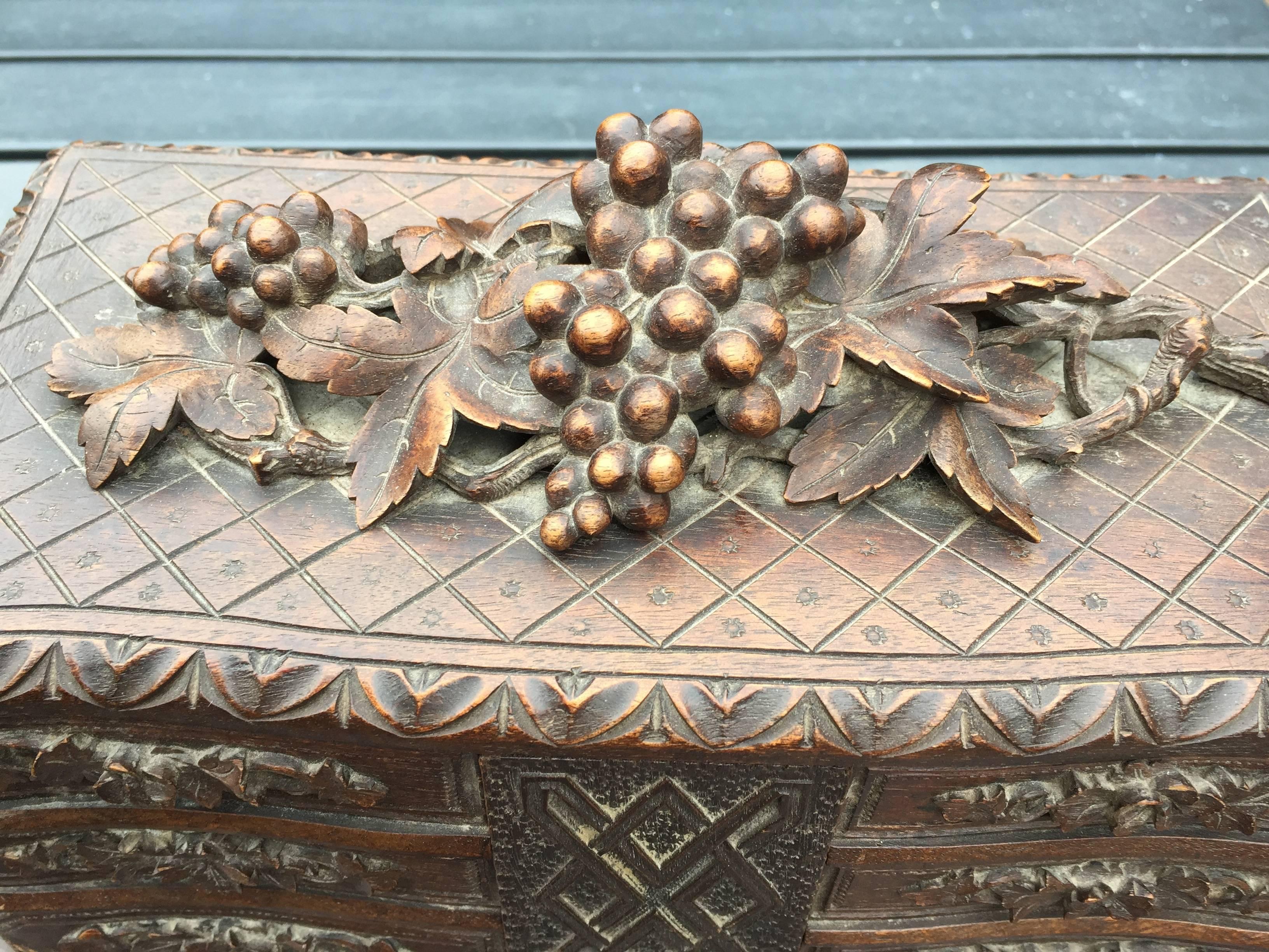 Black Forest 19th Century Carved Jewelry, Treasure Box, Cabinet and Seven Drawers