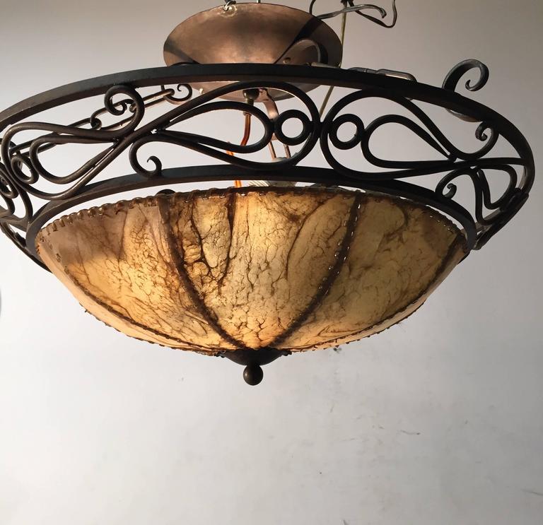 Early 20th Century Vintage Wrought Iron Pendant Ceiling Lamp With Stylish And Handcrafted Arts Crafts Ceiling Lamp This Spherical Manly Is