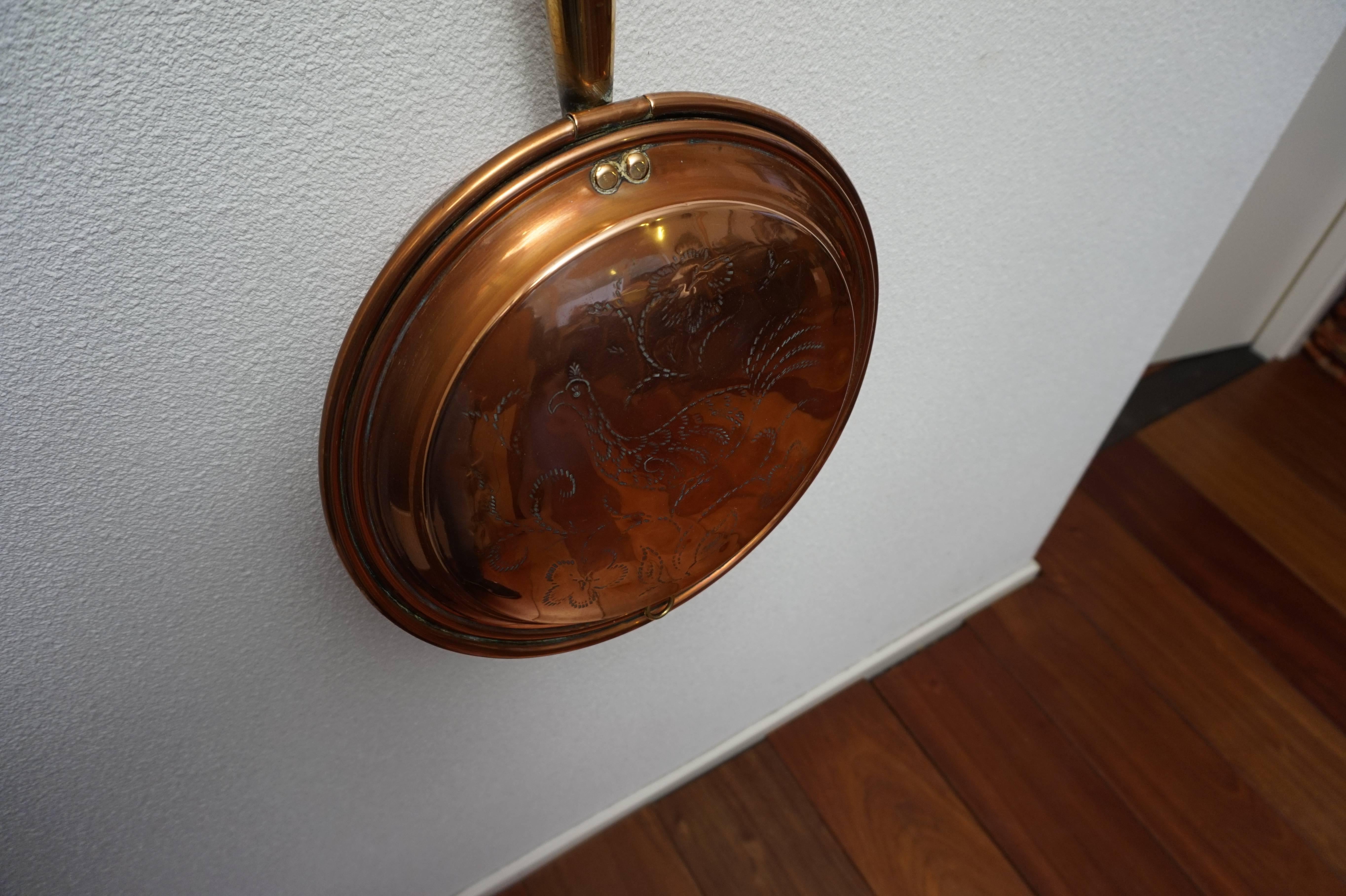 Antique 19th Century Red Copper and Wood Bedpan Bed Heating for the Rich in 1860 In Excellent Condition In Lisse, NL