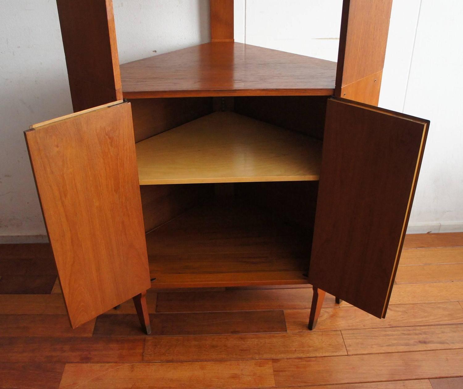 MidCentury Modern Scandinavian Design Corner Bookcase or Stereo For Sale at 1stdibs