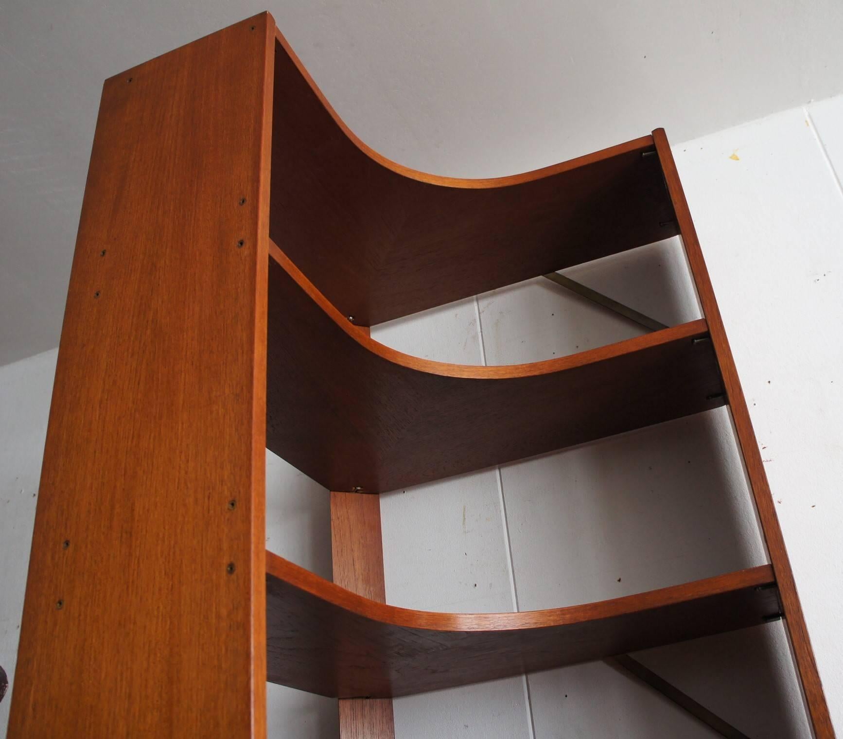 Veneer Mid-Century Modern Scandinavian Design Corner Cabinet Bookcase or Stereo Cabinet