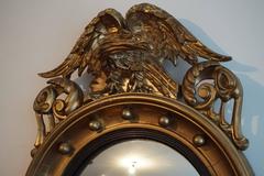 19th Century Gilt Federal Style Convex Mirror or Butler Mirror with Carved Eagle