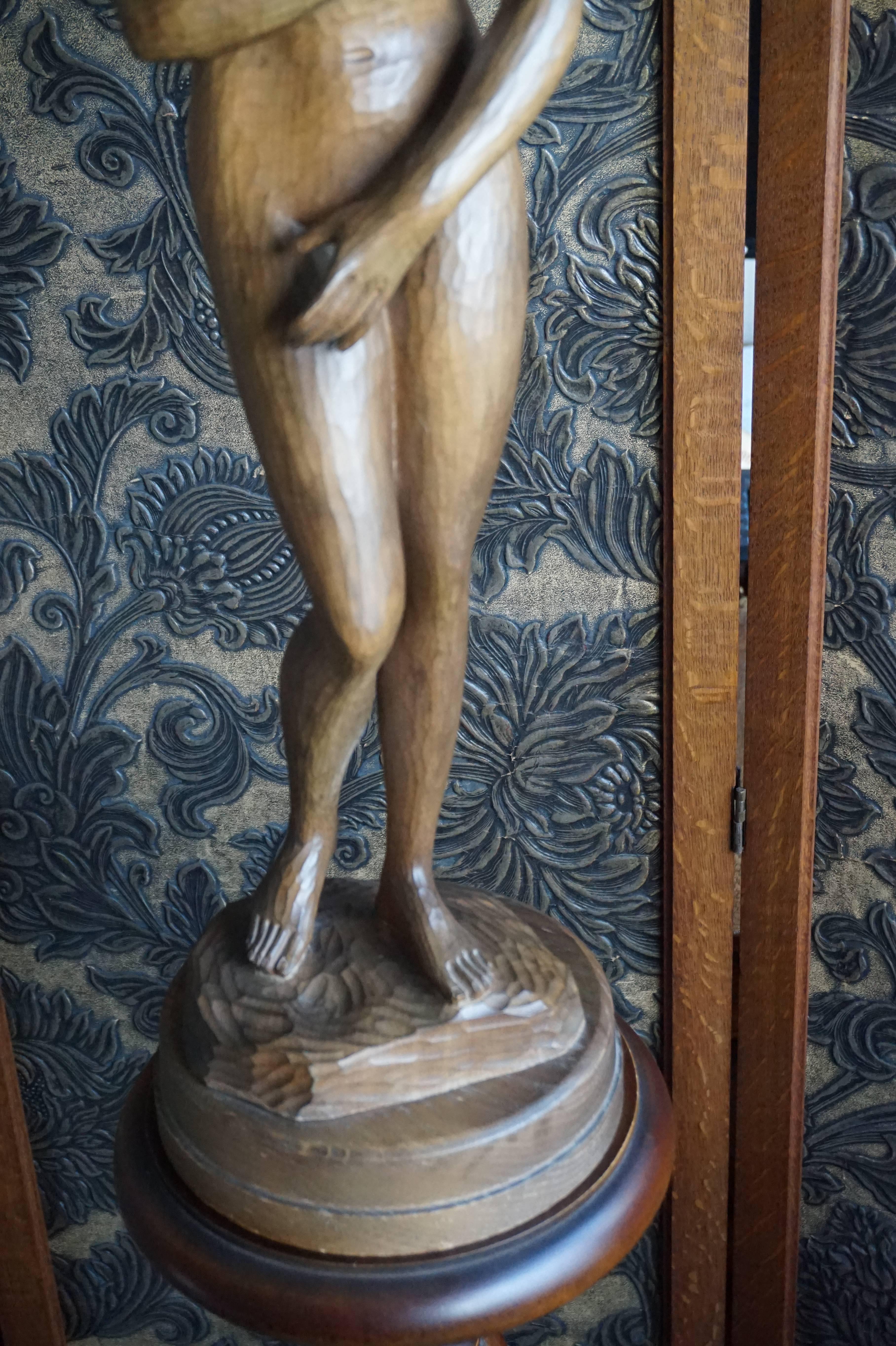 Good Size 20th Century Hand-Carved Sculpture of Classical Female Nude 1