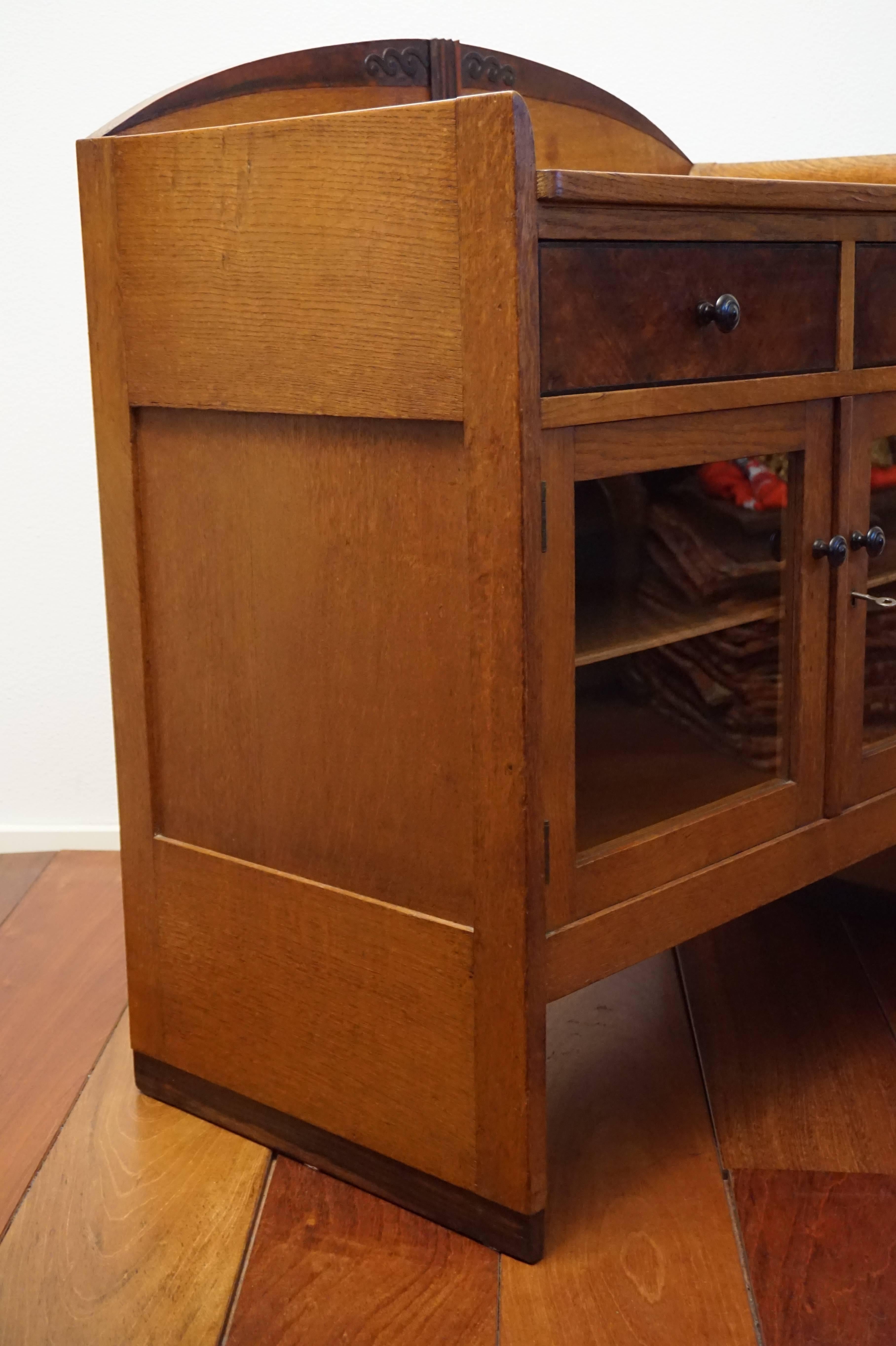 Amsterdam School Art Deco Drinks Cabinet Small Dresser with Drawers & Burl Inlay 1
